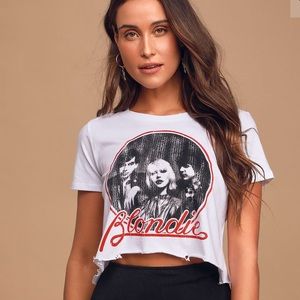 Vintage Blondie White Distressed Crop Tee